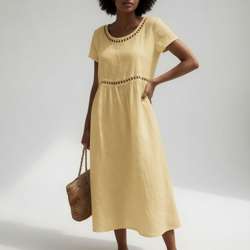 Ysoline - Besticktes Soft-Touch-Midikleid