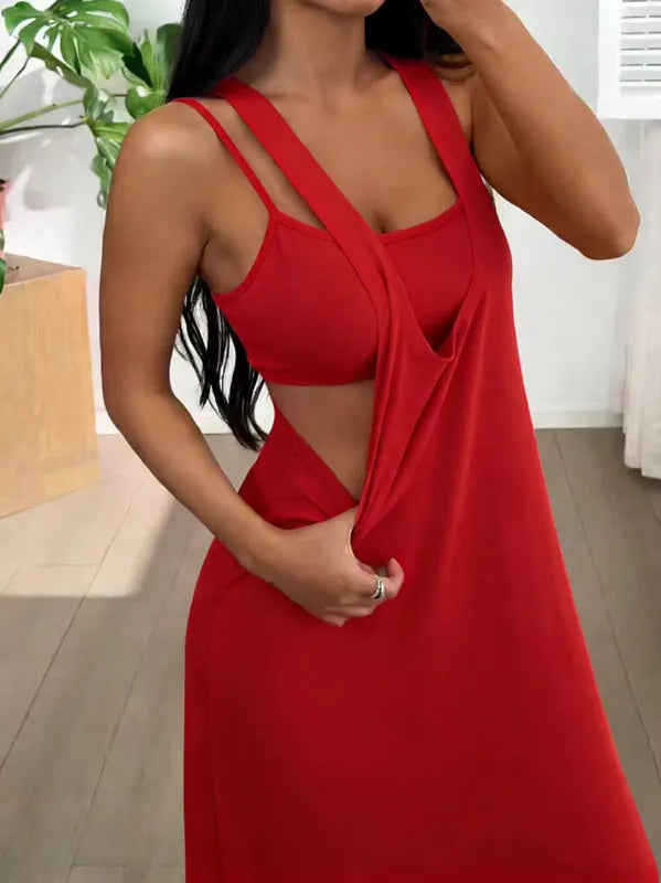 Evania - Zweiteiliges Maxikleid-Set im Lagenlook