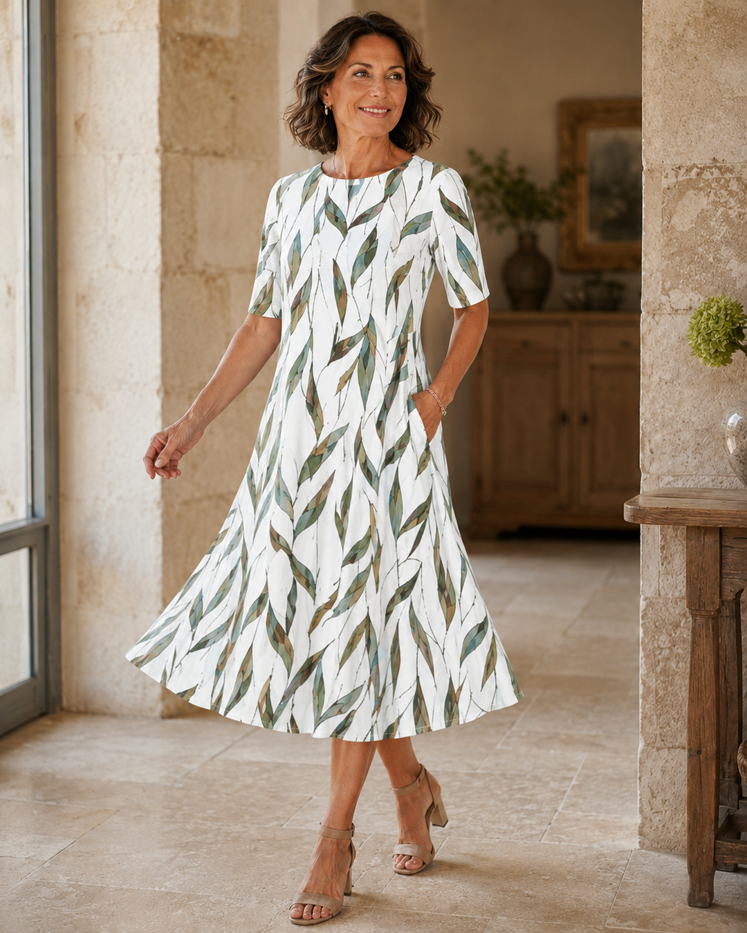 Hestia - Geblümtes Soft-Touch-Midikleid