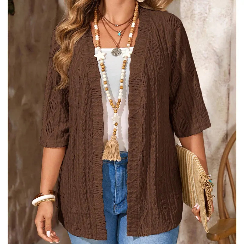 Delienne - Weiche Ajour-Strickjacke