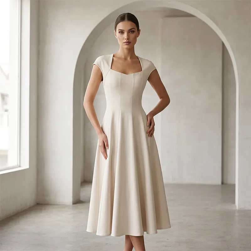 Ysolenne - Midikleid mit weichem Griff und quadratischem Ausschnitt
