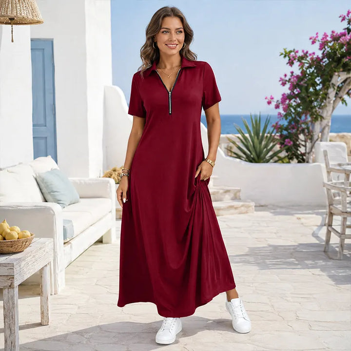Primelle - Weiches Maxikleid mit Zipperkragen