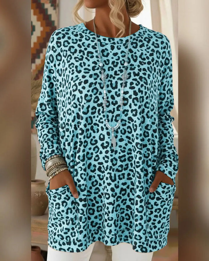 Calivelle - Soft-Touch-Langarmshirt mit Leopardenmuster