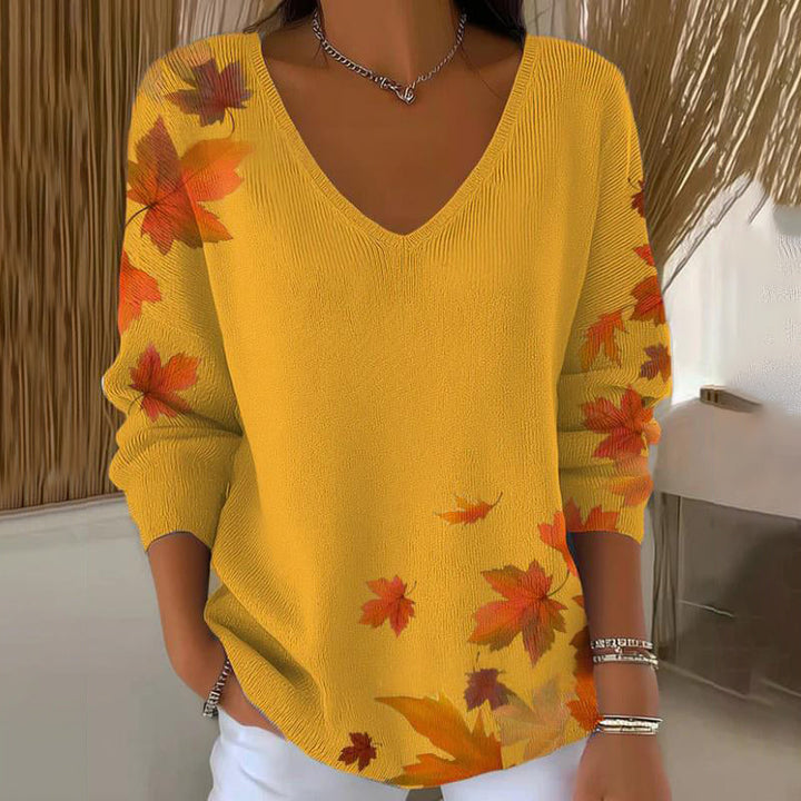Carivella - Legerer Strickpullover mit Ahornblatt-Motiv
