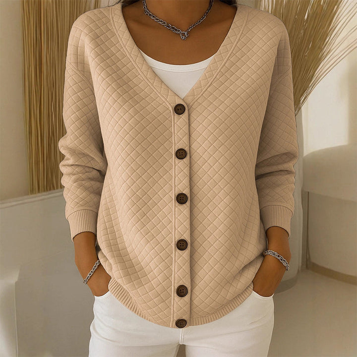 Delavie - Gesteppte Strickjacke mit Knopfleiste