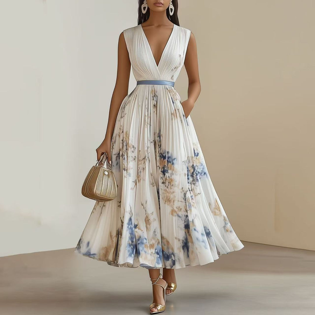 Nadia - Florales plissiertes Midikleid