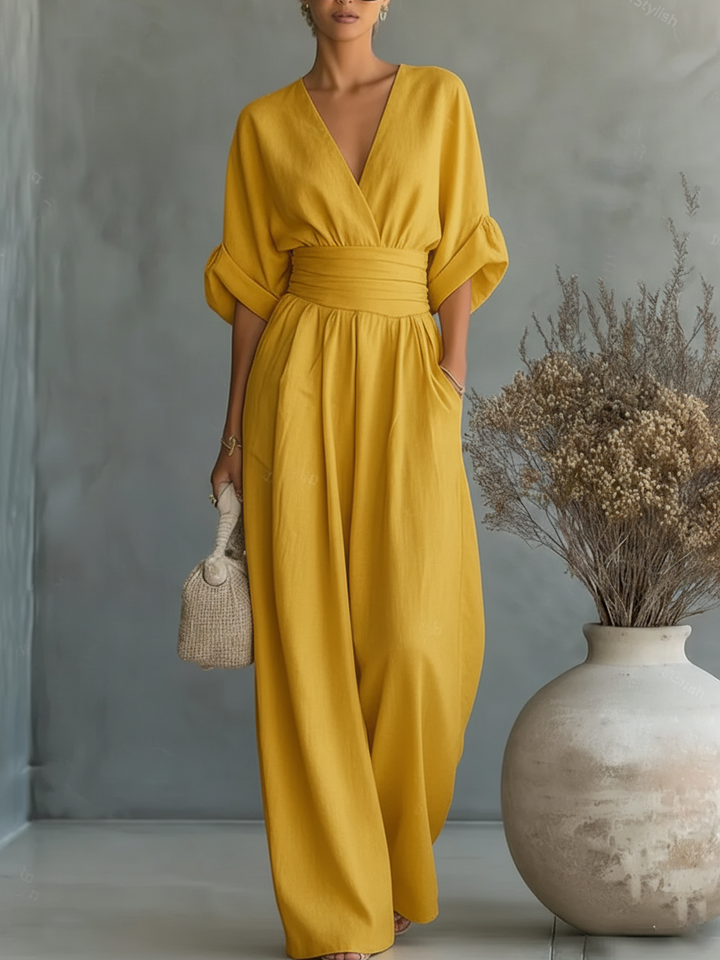 Solavie - Fließender weitbeiniger Jumpsuit
