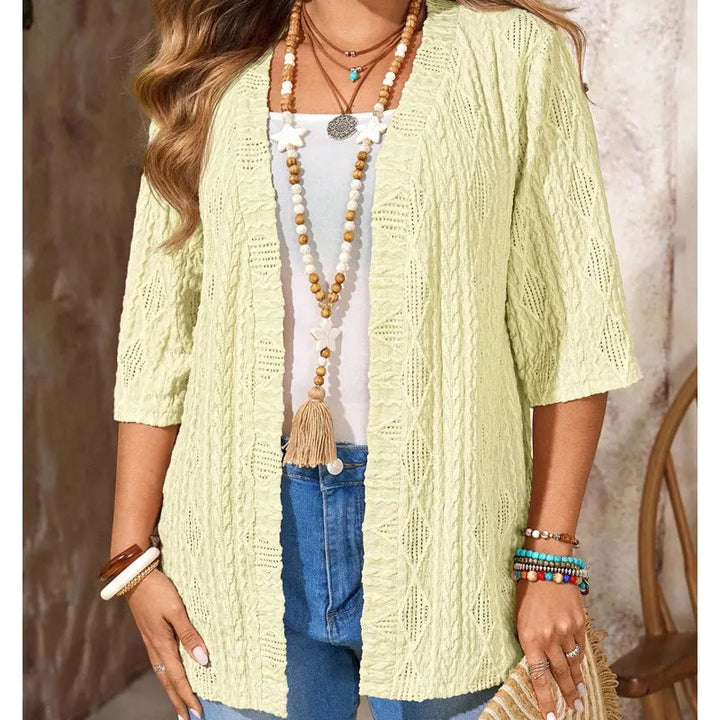 Delienne - Weiche Ajour-Strickjacke