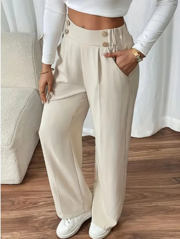 Ashlena - Hochtaillierte, weit geschnittene Soft-Touch-Hose