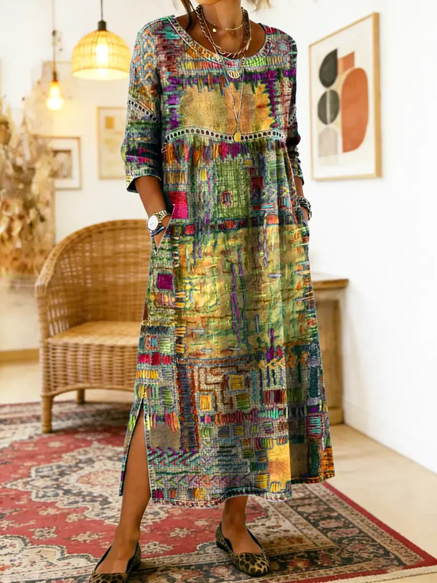 Maelle - Bedrucktes, locker geschnittenes Midikleid