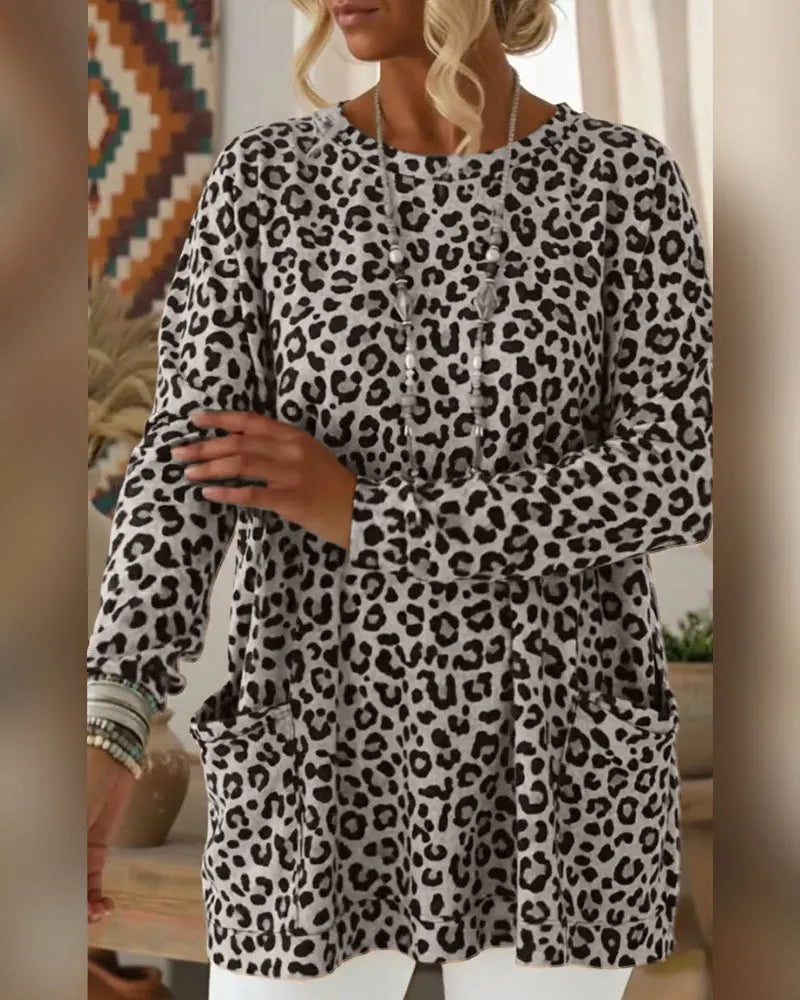 Calivelle - Soft-Touch-Langarmshirt mit Leopardenmuster