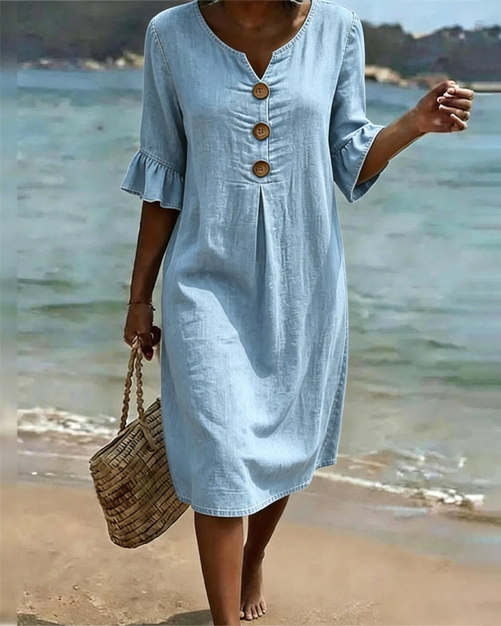 Sorella - Soft-Touch-Kleid mit Rüschenärmeln