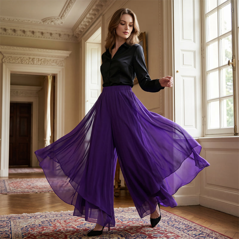 Hope - weite Hose mit Chiffon-Overlay