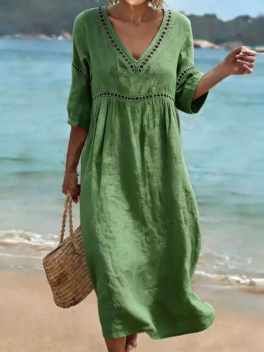 Quessia - Soft-Touch-Kleid mit V-Ausschnitt