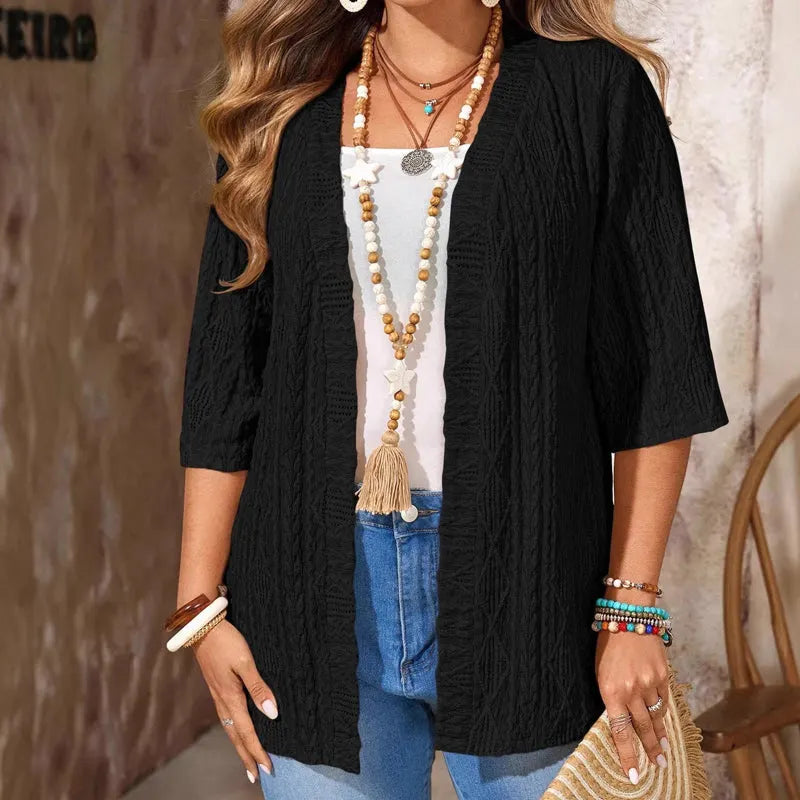 Delienne - Weiche Ajour-Strickjacke