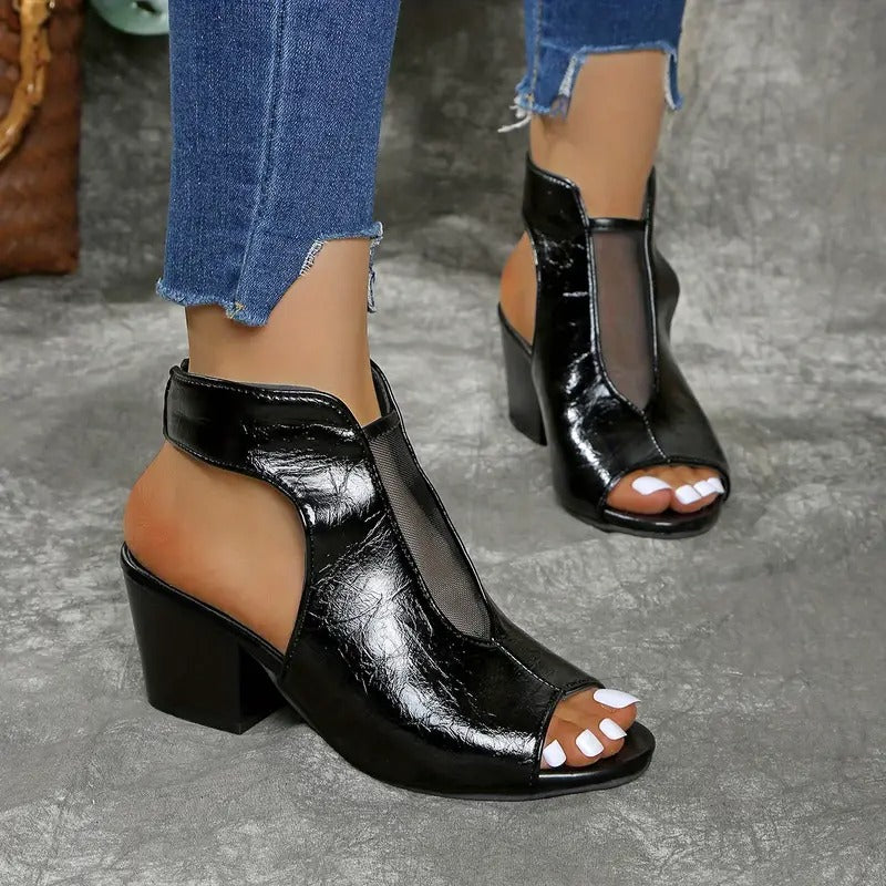 Vasilisa - Peep-Toe-Sandalen mit Blockabsatz