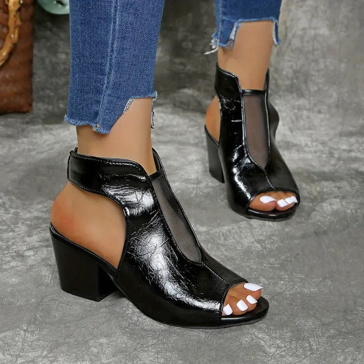 Vasilisa - Peep-Toe-Sandalen mit Blockabsatz
