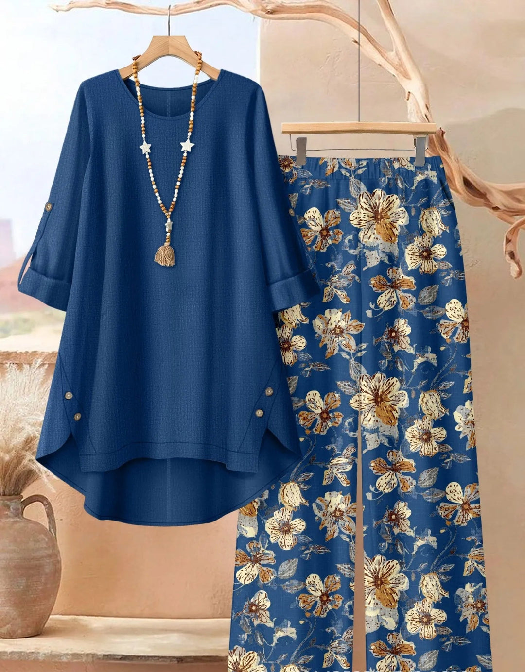 Rosette - Set aus luftiger, mehrlagiger Tunika und weiter Hose