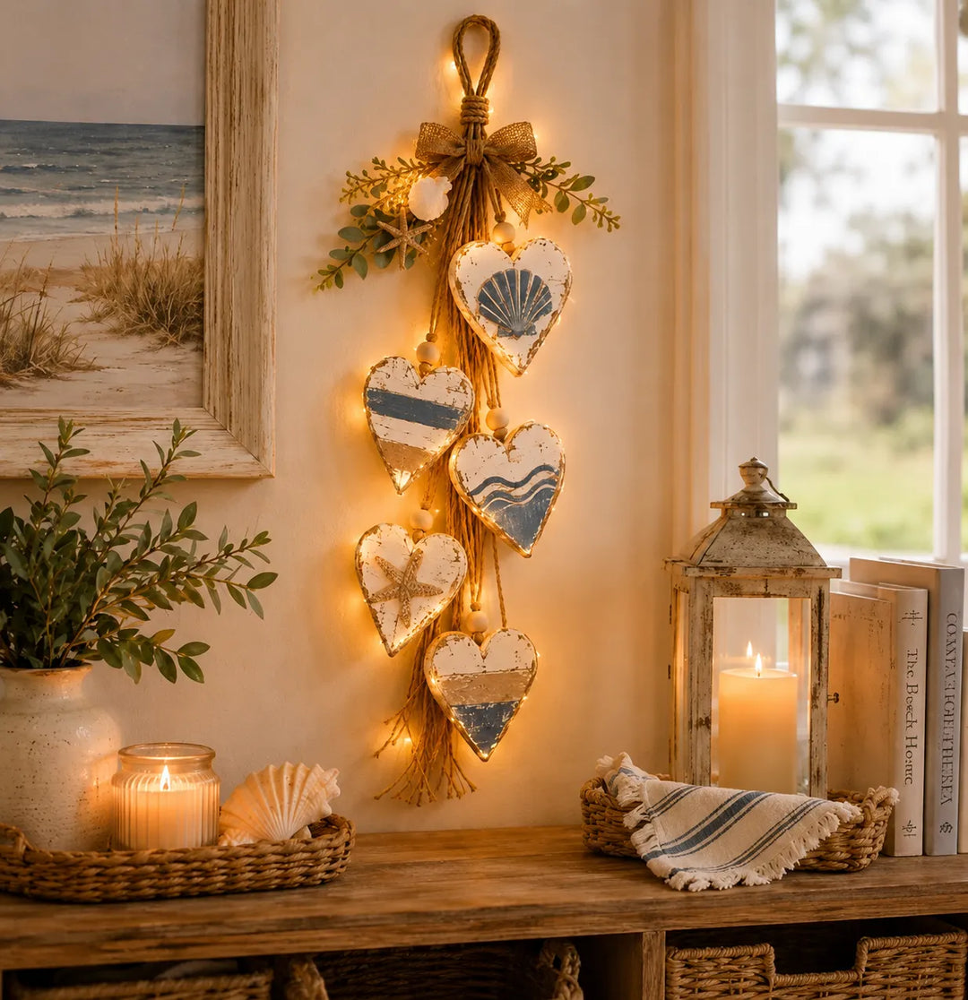 Alinora - Verwitterte Heart-Tassel-Wanddekoration