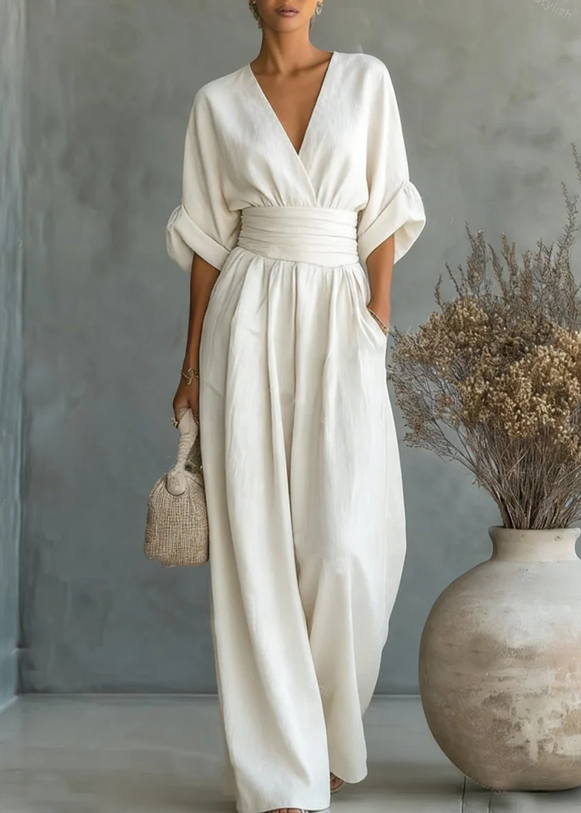Solavie - Fließender weitbeiniger Jumpsuit