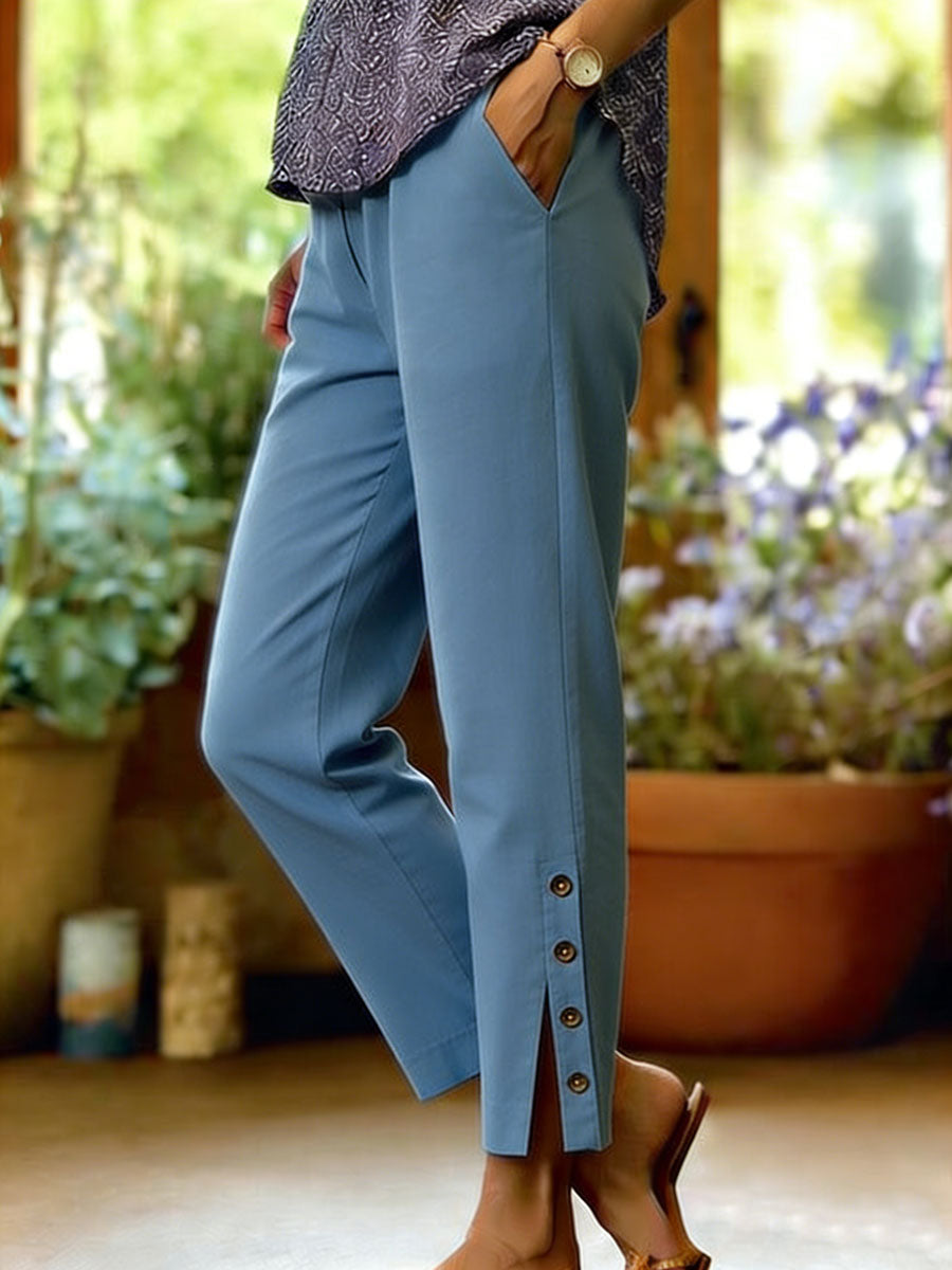 Bellamy - Knöchellange Hose mit Knopfdetail