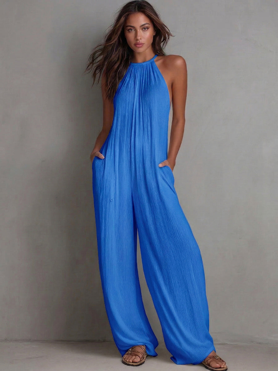Rosira - Strukturierter Leinen-Jumpsuit