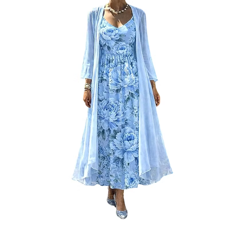 Asteria - Zweiteiliges Set mit floralem Maxikleid