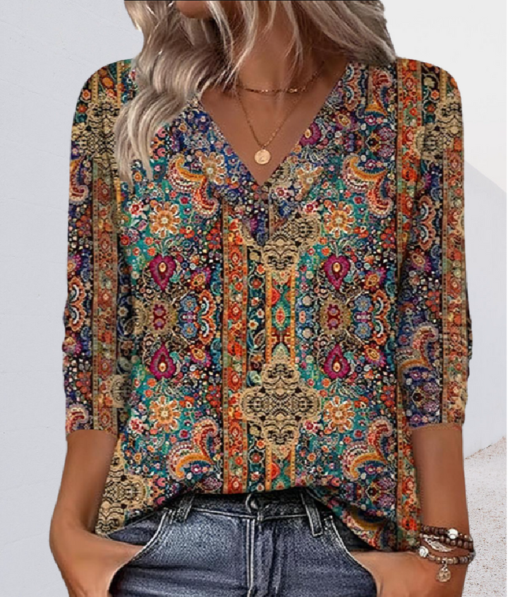 Lenora - Bluse mit V-Ausschnitt und softem Griff
