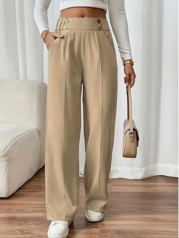 Ashlena - Hochtaillierte, weit geschnittene Soft-Touch-Hose
