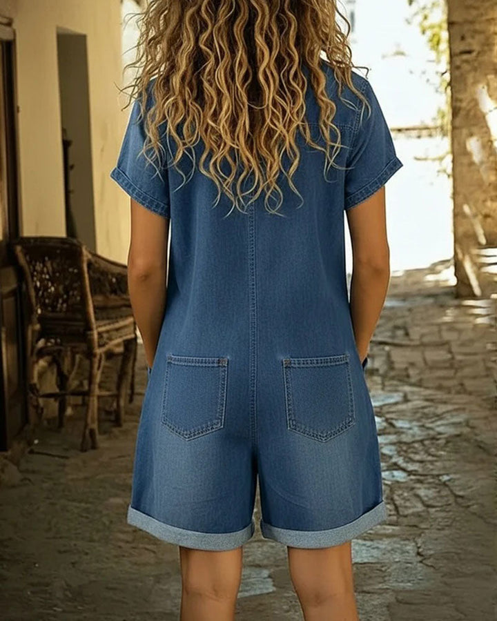 Ysmeria - Denim-Jumpsuit mit Knopfleiste vorn