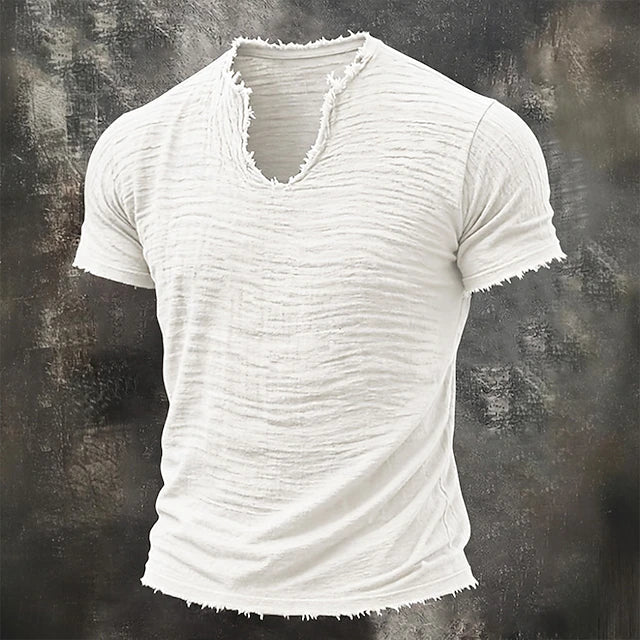 Jarrett - Strukturiertes T-Shirt mit V-Ausschnitt