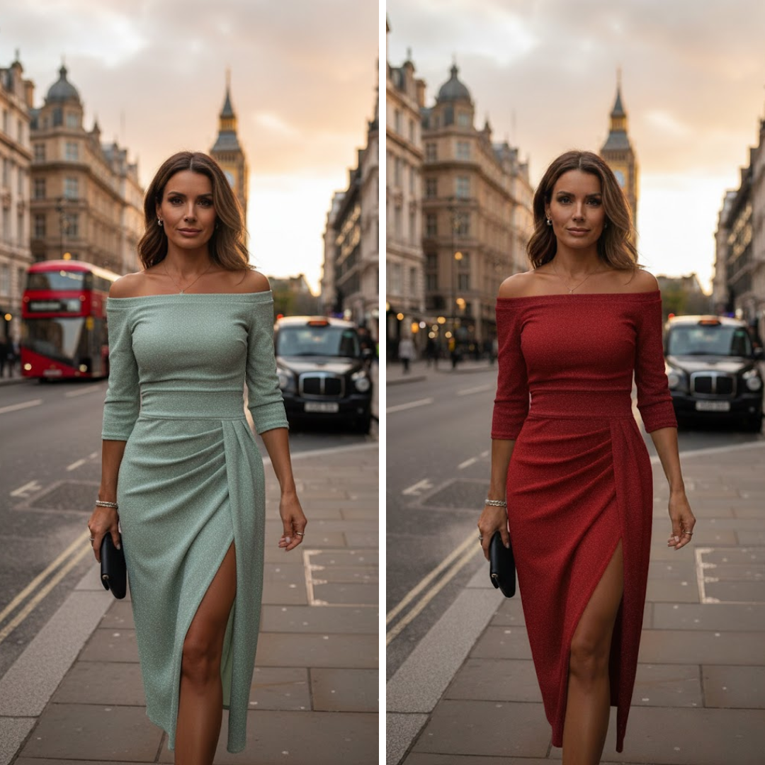 Lylah - Drapiertes Neckholder-Maxikleid