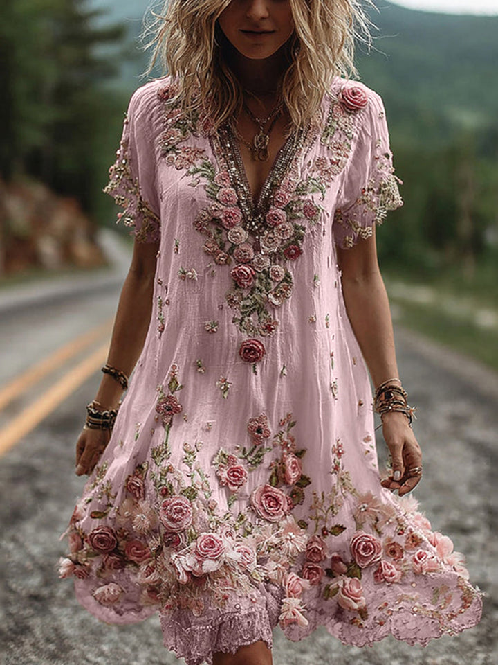 Giselda - blumenbesticktes Kleid