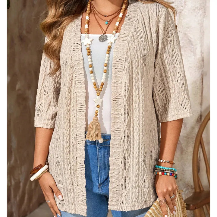 Delienne - Weiche Ajour-Strickjacke