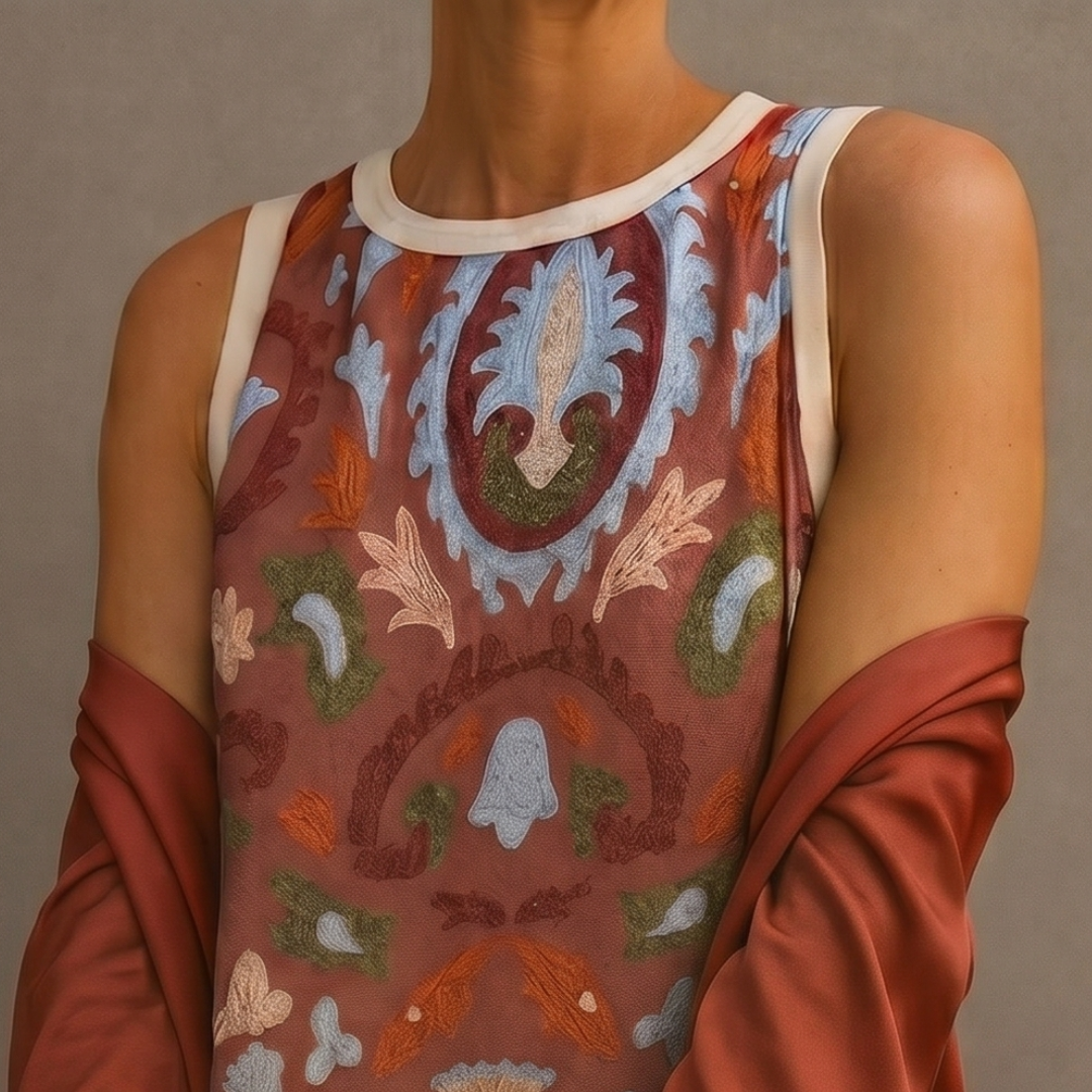 Lilith - Set aus bedrucktem Midikleid und langem Cardigan