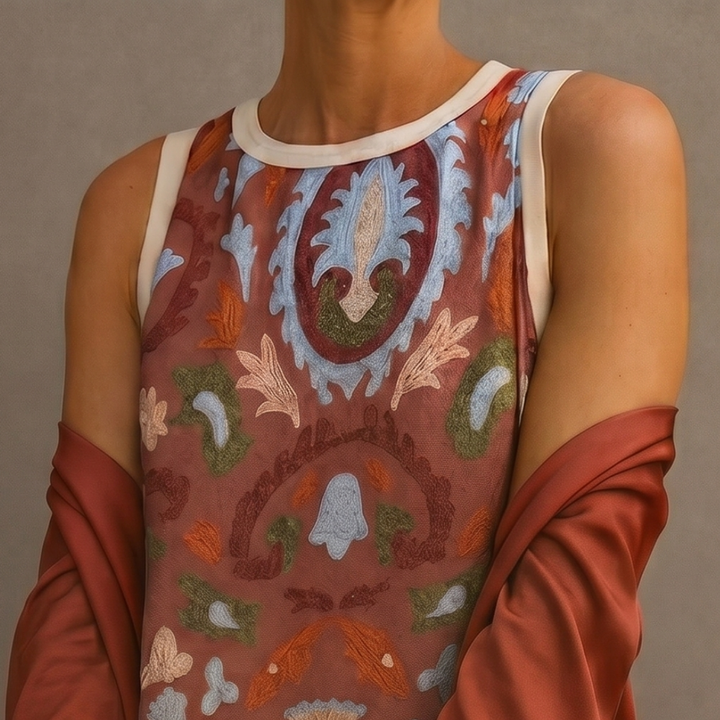 Lilith - Set aus bedrucktem Midikleid und langem Cardigan