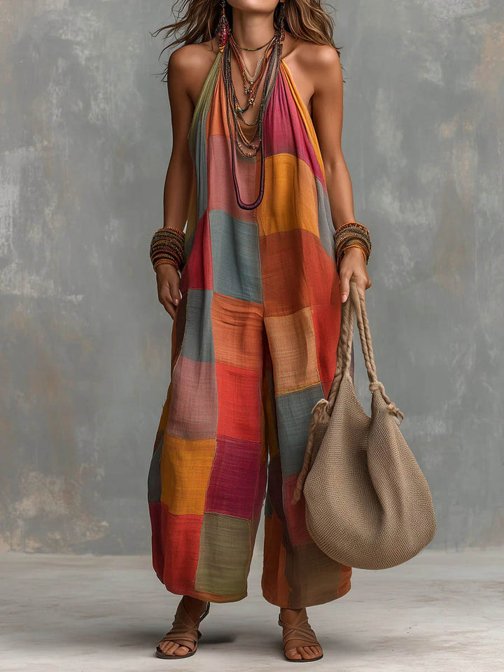 Adelyn - Neckholder-Jumpsuit in Patchwork-Optik
