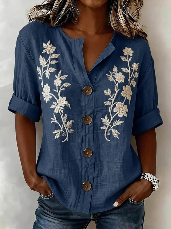 Fiana - Besticktes Softtouch-Top