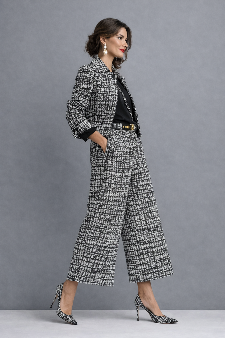 Rosavina - Eleganter Tweed-Hosenanzug, Zweiteiler