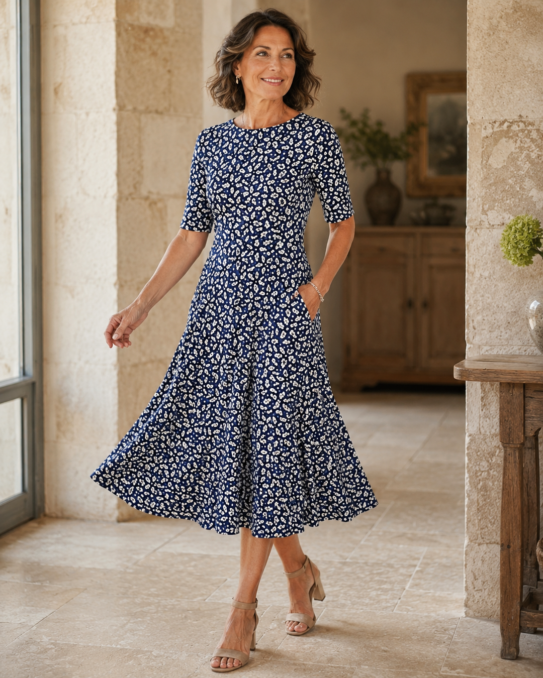 Hestia - Geblümtes Soft-Touch-Midikleid