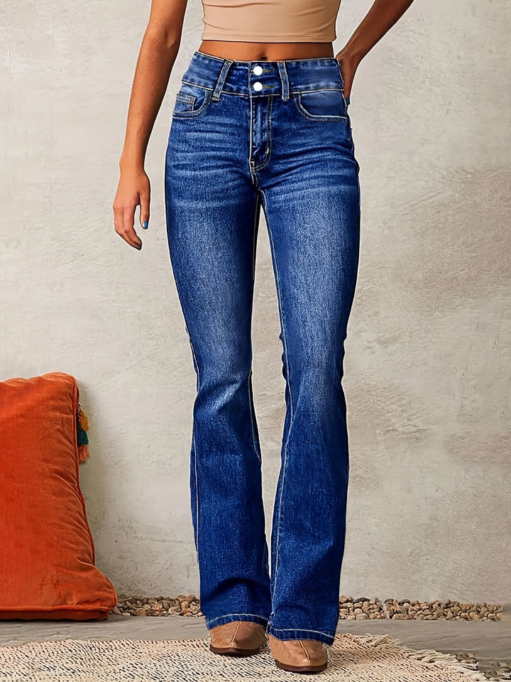 Evarra - Ausgestellte High-Waist-Jeans aus weichem Stretch