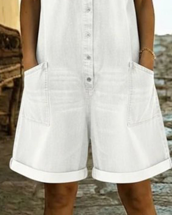 Ysmeria - Denim-Jumpsuit mit Knopfleiste vorn
