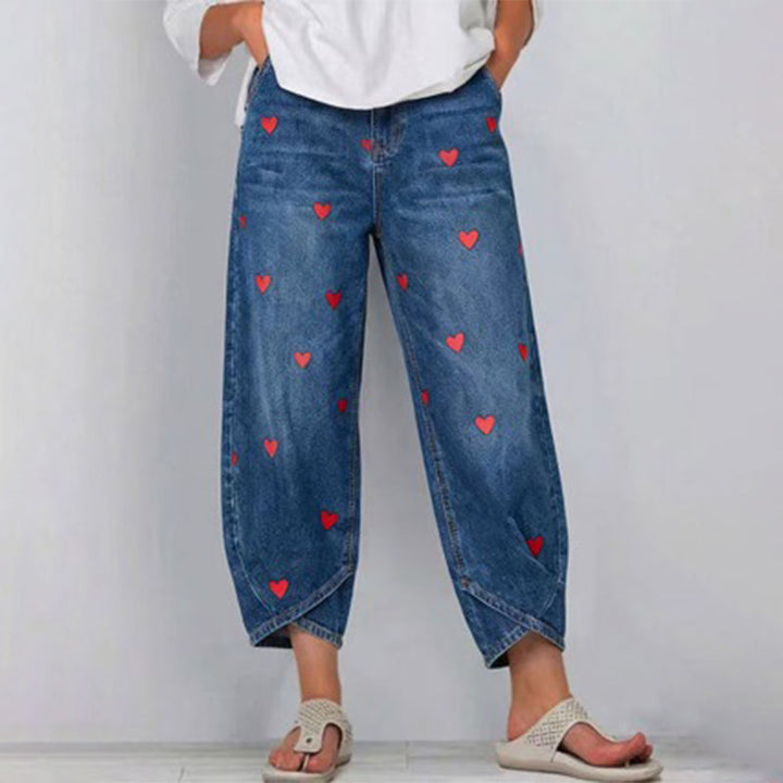 Arabella - Herzgemusterte Barrel-Leg-Jeans