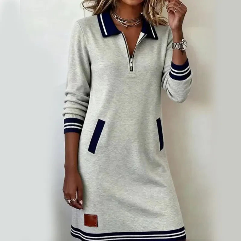 Caelyn - Soft-Touch-Polokleid mit Viertelreißverschluss