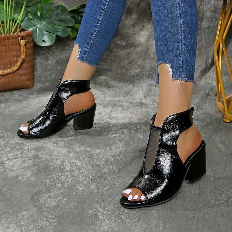 Vasilisa - Peep-Toe-Sandalen mit Blockabsatz