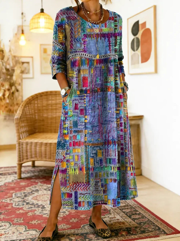 Maelle - Bedrucktes, locker geschnittenes Midikleid