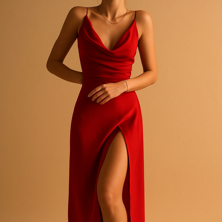 Oreliaa - Luxuriöses Maxikleid mit V-Ausschnitt