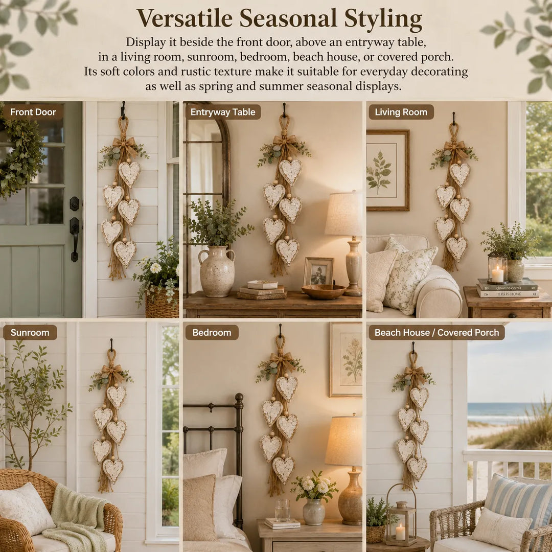 Alinora - Verwitterte Heart-Tassel-Wanddekoration