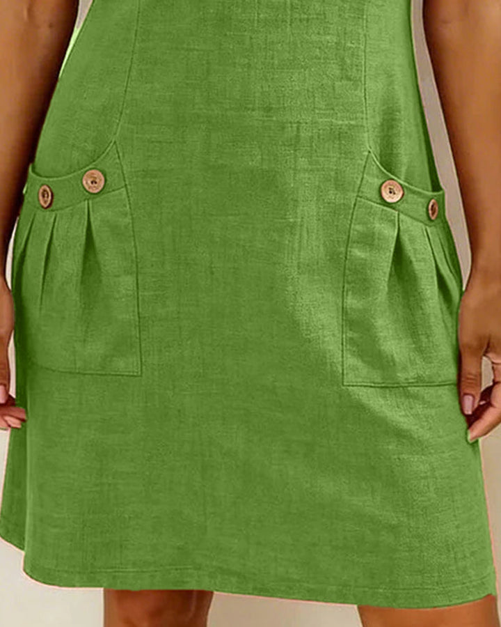 Ravelle - Soft-Touch-Leinen A-Linien-Kleid