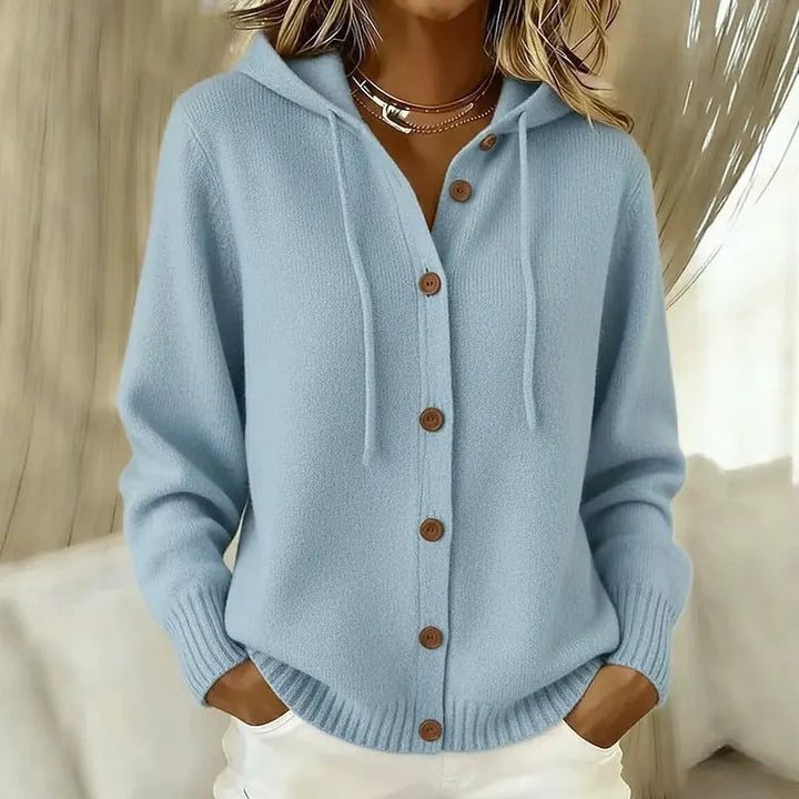 Emanora - Kuscheliger Kapuzen-Cardigan mit Knopfleiste